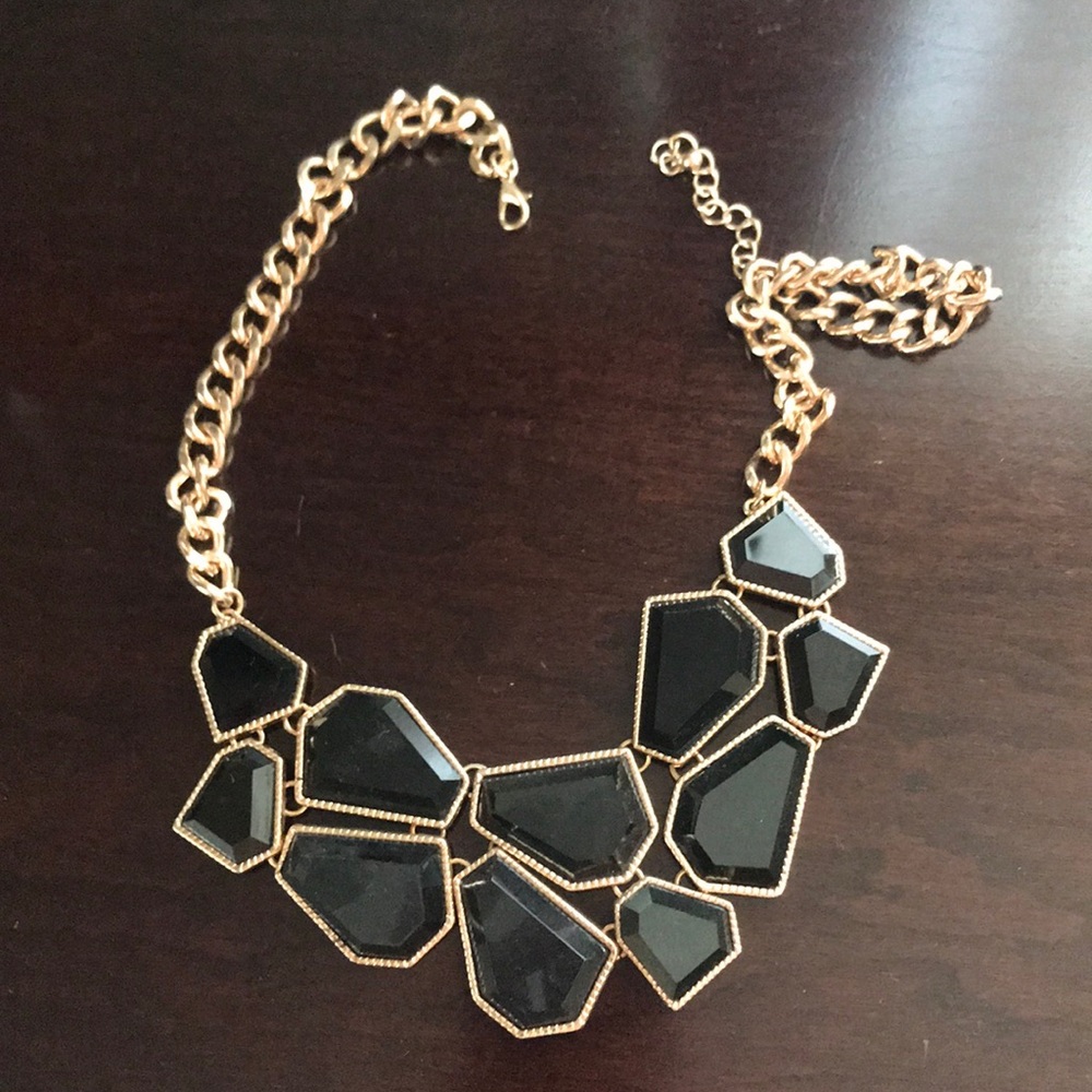 Black and gold chunky statement necklace